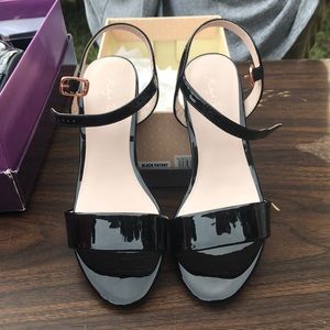 Black patin leather dress sandals